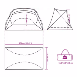 vidaXL Beach Tent Patio Picnic Lightweight Sun Shelter Shade Tent 185T Taffeta - blue