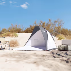 vidaXL Beach Tent Lightweight Tent Sun Shelter Shade Tent Grey 185T Polyester - Additional view 2