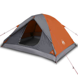 vidaXL Camping Tent Dome 3-Person Lightweight Tent Grey and Orange Waterproof
