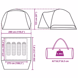 vidaXL Camping Tent with Porch 4-Person Lightweight Dome Tent Blue Waterproof - Additional view 3