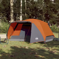 vidaXL Camping Tent with Porch 4-Person Lightweight Tent Orange Waterproof - Additional view 2