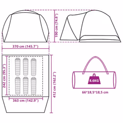 vidaXL Family Tent with Porch 6-Person Dome Tent Grey and Orange Waterproof