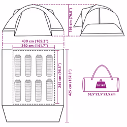 vidaXL Family Tent Crossvent 8-Person Camping Tent Dome Tent Blue Waterproof - Additional view 3