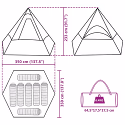 vidaXL Camping Tent Tipi 7-Person Lightweight Tent Dome Tent Green Waterproof