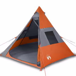 vidaXL Camping Tent Tipi 7-Person Dome Tent Lightweight Tent Orange Waterproof