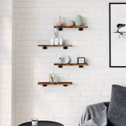 vidaXL Wall Shelves Floating Shelf Wall Rack 4 pcs Smoked Oak Engineered Wood