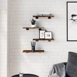 vidaXL Wall Shelves Floating Shelf Wall Rack 4 pcs Smoked Oak Engineered Wood