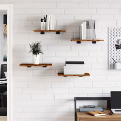 vidaXL Wall Shelves Floating Shelf Wall Rack 4 pcs Smoked Oak Engineered Wood