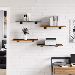 vidaXL Wall Shelves Floating Shelf Wall Rack 4 pcs Smoked Oak Engineered Wood