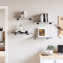 vidaXL Wall Shelves Floating Shelf Wall Rack 4 pcs Grey Sonoma Engineered Wood
