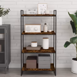 vidaXL Wall Shelves Floating Shelf Wall Rack 4 pcs Smoked Oak Engineered Wood