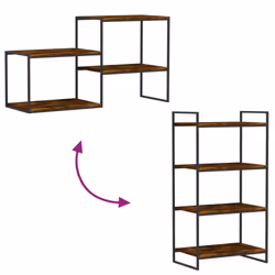 vidaXL Wall Shelves Floating Shelf Wall Rack 4 pcs Smoked Oak Engineered Wood - Additional view 7