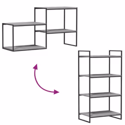 vidaXL Wall Shelves Floating Shelf Wall Rack 4 pcs Grey Sonoma Engineered Wood - Additional view 7