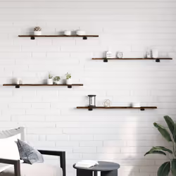 vidaXL Wall Shelves Floating Shelf Wall Rack 4 pcs Smoked Oak Engineered Wood