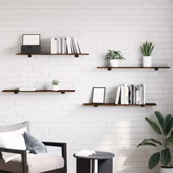 vidaXL Wall Shelves Floating Shelf Wall Rack 4 pcs Smoked Oak Engineered Wood - Additional view 2