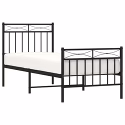 vidaXL Metal Bed Frame Home Bedroom Bed Base Mattress Foundation Bedstead - black, 80x200 cm/with headboard & footboard - Additional view 2