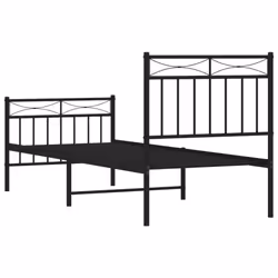 vidaXL Metal Bed Frame Home Bedroom Bed Base Mattress Foundation Bedstead - black, 80x200 cm/with headboard & footboard - Additional view 6
