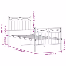 vidaXL Metal Bed Frame Home Bedroom Bed Base Mattress Foundation Bedstead - black, 80x200 cm/with headboard & footboard - Additional view 8