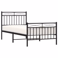 vidaXL Metal Bed Frame Home Bedroom Bed Base Mattress Foundation Bedstead - black, 90x200 cm/with headboard & footboard - Additional view 2