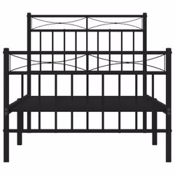 vidaXL Metal Bed Frame Home Bedroom Bed Base Mattress Foundation Bedstead - black, 90x200 cm/with headboard & footboard - Additional view 4