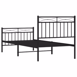 vidaXL Metal Bed Frame Home Bedroom Bed Base Mattress Foundation Bedstead - black, 90x200 cm/with headboard & footboard - Additional view 6