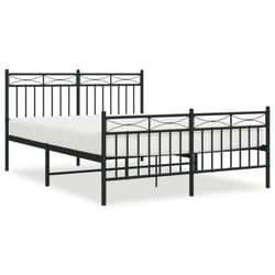 vidaXL Metal Bed Frame Home Bedroom Bed Base Mattress Foundation Bedstead - black, 140x190 cm/with headboard & footboard
