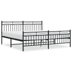 vidaXL Metal Bed Frame Home Bedroom Bed Base Mattress Foundation Bedstead - black, 183x213 cm/with headboard & footboard