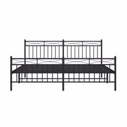 vidaXL Metal Bed Frame Home Bedroom Bed Base Mattress Foundation Bedstead - black, 183x213 cm/with headboard & footboard - Additional view 4