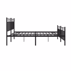 vidaXL Metal Bed Frame Home Bedroom Bed Base Mattress Foundation Bedstead - black, 183x213 cm/with headboard & footboard - Additional view 5