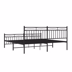vidaXL Metal Bed Frame Home Bedroom Bed Base Mattress Foundation Bedstead - black, 183x213 cm/with headboard & footboard - Additional view 6