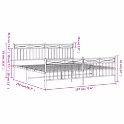 vidaXL Metal Bed Frame Home Bedroom Bed Base Mattress Foundation Bedstead - black, 183x213 cm/with headboard & footboard - Additional view 8