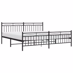 vidaXL Metal Bed Frame Home Bedroom Bed Base Mattress Foundation Bedstead - black, 193x203 cm/with headboard & footboard - Additional view 2