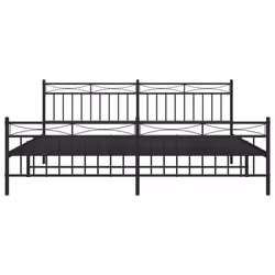 vidaXL Metal Bed Frame Home Bedroom Bed Base Mattress Foundation Bedstead - black, 193x203 cm/with headboard & footboard - Additional view 4