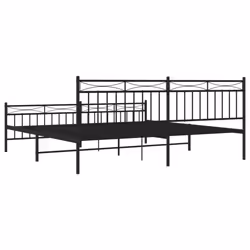 vidaXL Metal Bed Frame Home Bedroom Bed Base Mattress Foundation Bedstead - black, 193x203 cm/with headboard & footboard - Additional view 6