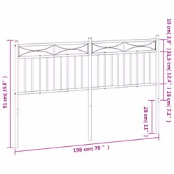 vidaXL Metal Headboard Bedroom Home Decor Bed Header Guest Room Bed Headboard - black, 193 cm