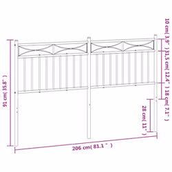 vidaXL Metal Headboard Bedroom Home Decor Bed Header Guest Room Bed Headboard - black, 200 cm