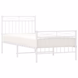 vidaXL Metal Bed Frame Home Bedroom Bed Base Mattress Foundation Bedstead - white, 90x190 cm/with headboard & footboard - Additional view 2