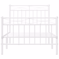vidaXL Metal Bed Frame Home Bedroom Bed Base Mattress Foundation Bedstead - white, 90x190 cm/with headboard & footboard - Additional view 4