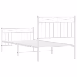 vidaXL Metal Bed Frame Home Bedroom Bed Base Mattress Foundation Bedstead - white, 90x190 cm/with headboard & footboard - Additional view 6