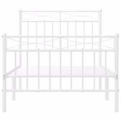 vidaXL Metal Bed Frame Home Bedroom Bed Base Mattress Foundation Bedstead - white, 90x200 cm/with headboard & footboard - Additional view 4