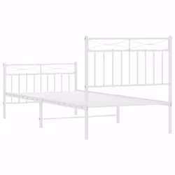 vidaXL Metal Bed Frame Home Bedroom Bed Base Mattress Foundation Bedstead - white, 90x200 cm/with headboard & footboard - Additional view 6