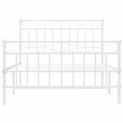 vidaXL Metal Bed Frame Home Bedroom Bed Base Mattress Foundation Bedstead - white, 107x203 cm/with headboard & footboard - Additional view 4