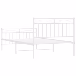 vidaXL Metal Bed Frame Home Bedroom Bed Base Mattress Foundation Bedstead - white, 107x203 cm/with headboard & footboard - Additional view 6