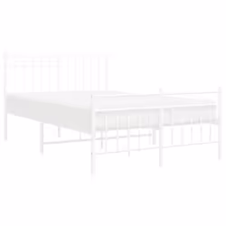 vidaXL Metal Bed Frame Home Bedroom Bed Base Mattress Foundation Bedstead - white, 120x190 cm/with headboard & footboard - Additional view 2