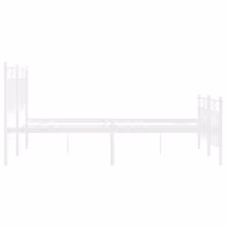 vidaXL Metal Bed Frame Home Bedroom Bed Base Mattress Foundation Bedstead - white, 120x190 cm/with headboard & footboard - Additional view 5