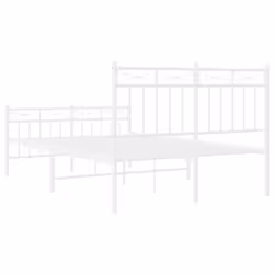 vidaXL Metal Bed Frame Home Bedroom Bed Base Mattress Foundation Bedstead - white, 120x190 cm/with headboard & footboard - Additional view 6