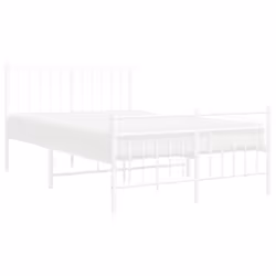 vidaXL Metal Bed Frame Home Bedroom Bed Base Mattress Foundation Bedstead - white, 120x200 cm/with headboard & footboard