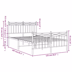 vidaXL Metal Bed Frame Home Bedroom Bed Base Mattress Foundation Bedstead - white, 120x200 cm/with headboard & footboard