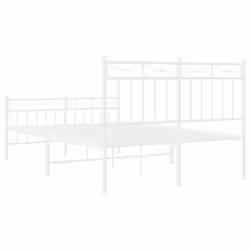 vidaXL Metal Bed Frame Home Bedroom Bed Base Mattress Foundation Bedstead - white, 120x200 cm/with headboard & footboard - Additional view 6