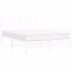 vidaXL Metal Bed Frame Home Bedroom Bed Base Mattress Foundation Bedstead - white, 135x190 cm/with headboard & footboard - Additional view 2